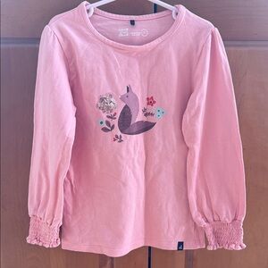 Deux par deux Pink Fox Graphic Long-Sleeve Top